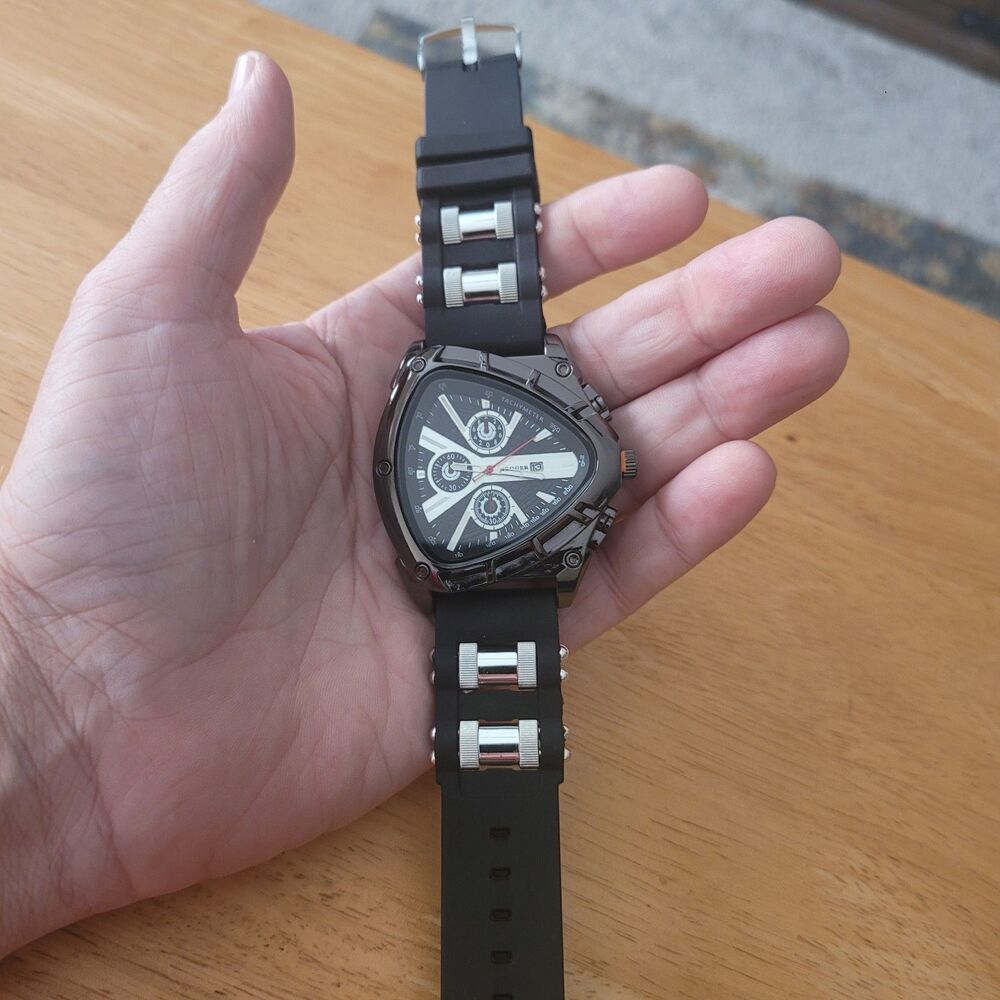Unique Design Lige Luxury Triangular Dial Chronograph Sport Silicone Wrist Watch